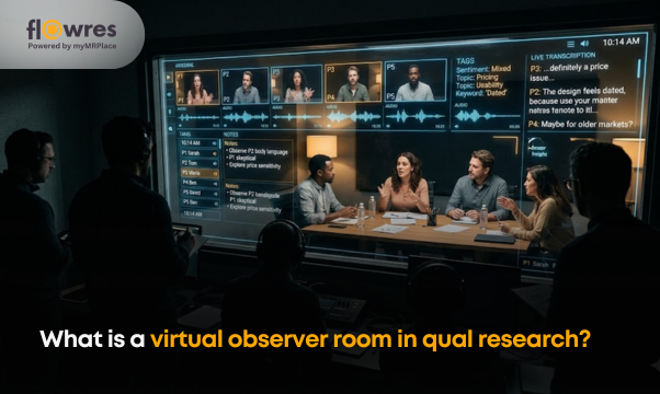 What is a virtual observer room in qual research?